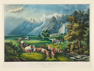 De Rocky Mountains / Emigranten die de Vlakte Oversteken door Currier and Ives