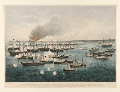 De overwinning op Fort Fisher, N.C door Currier and Ives