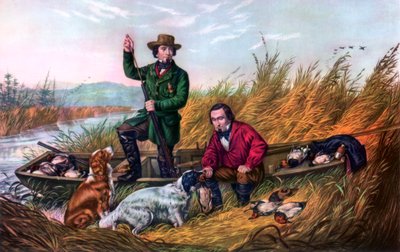 Wilde eendenjacht, 1854 door Currier and Ives