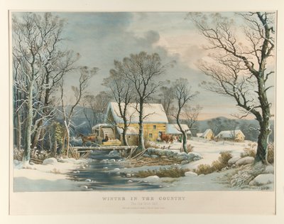 Winter op het Platteland, De Oude Graanmolen door Currier and Ives