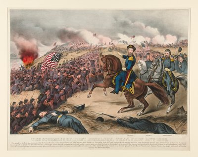 De bestorming van Fort Donelson, Tenn. 15 februari 1862 door Currier and Ives