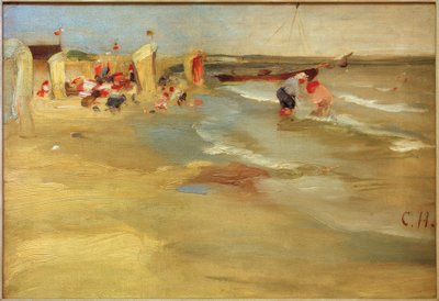 Op het strand van Binz op Rügen door Curt Herrmann