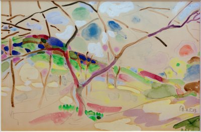 Landschap met bomen bij Pretzfeld door Curt Herrmann