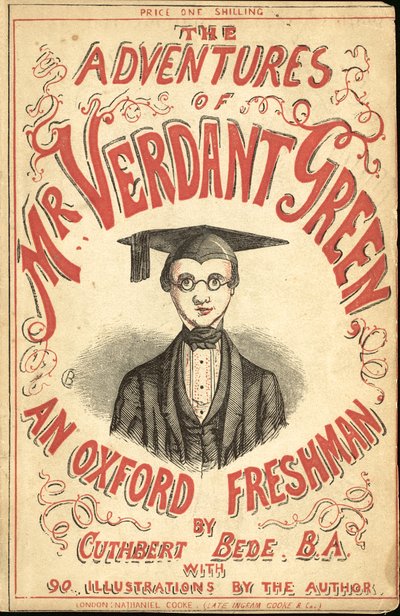 Omslagillustratie voor De avonturen van Mr Verdant Green, een Oxford eerstejaars door Cuthbert Bede