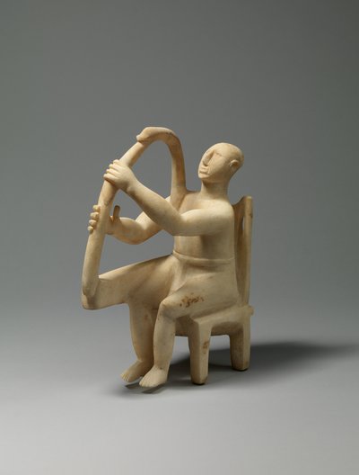 Marmeren zittende harp speler, 2800-2700 v.Chr. door Cycladic Cycladic