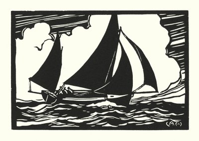 Vissersboten en schuiten: Falmouth Quay Punt door Cyril A. Wilkinson