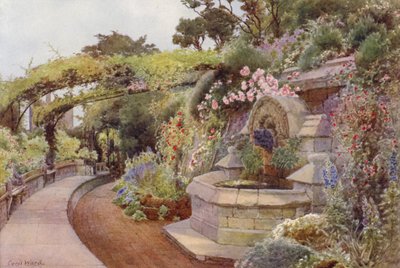 De tijd van rozen, fontein terras, Norman Tower Garden door Cyril Ward
