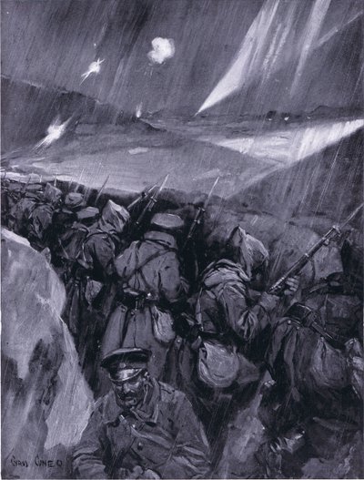 Bulgaren belegeren Adrianopel 1912-1913, illustratie uit Hutchinsons History of the Nations VOL 4 c.1920s door Cyrus Cuneo