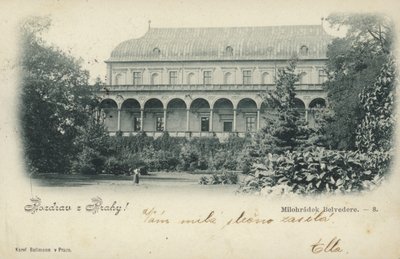 Ansichtkaart met de Milohradek Belvedere door Czech Photographer