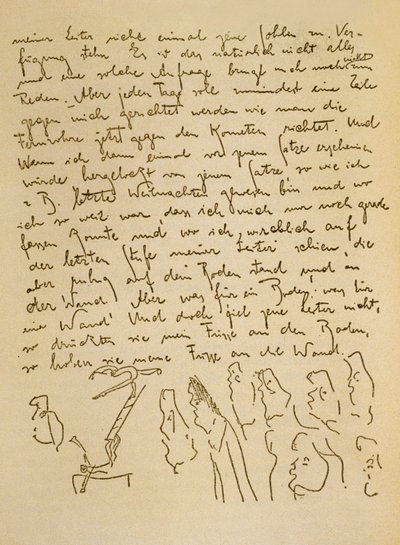 Manuscript van Franz Kafka, ca. 1910 (inkt op papier) door Czech School