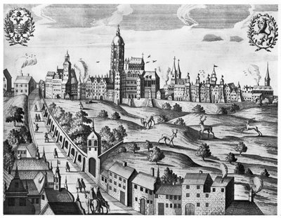 Uitzicht op Praag met het Keizerlijk Paleis en het Theologisch College, c.1618 door Czech School
