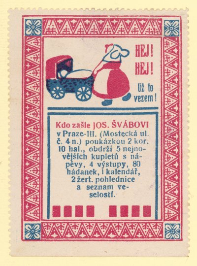 Vrouw die een kinderwagen duwt door Czech School