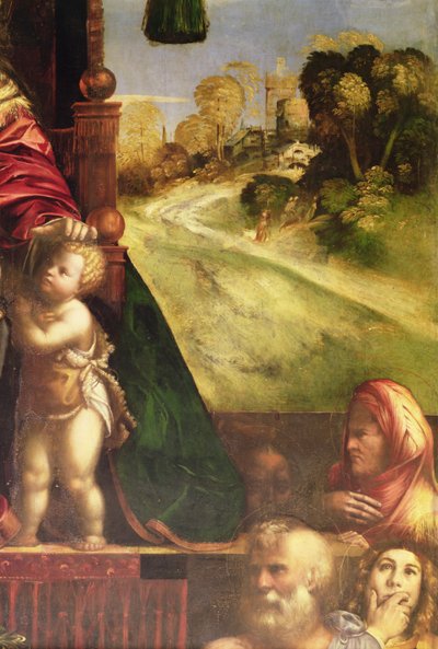 Detail van polyptychon, toont rechter achtergrond door D. and Garofalo Dossi