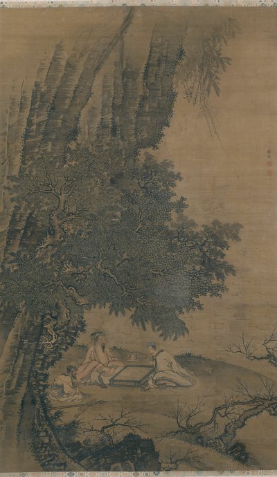 Landschap met Daoïstische onsterfelijken die Weiqi spelen door Dai Jin