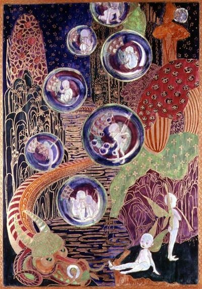 Wedgwood Fairyland lustre plaquette, ca. 1917 door Daisy Makeig Jones