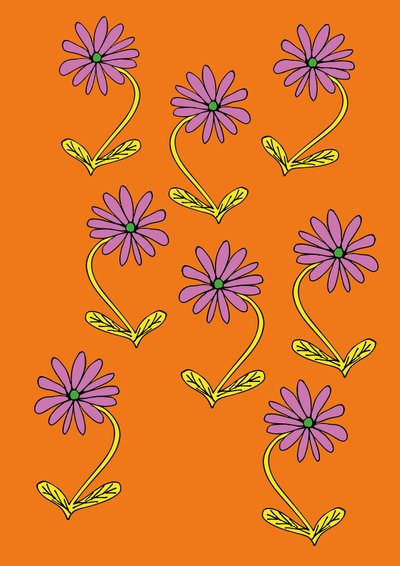 Madeliefjes herhalen oranje achtergrond (digitaal) door Daisy de Villeneuve