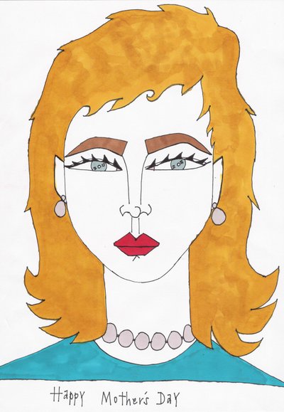 Gelukkige Moederdag, 2017 (viltstift op papier) door Daisy de Villeneuve