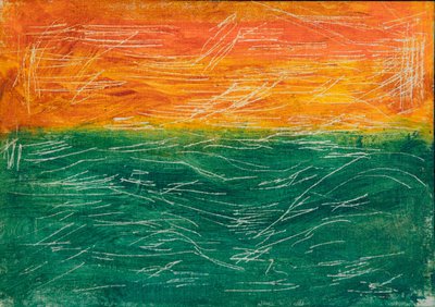 Oranje-groene horizon door Dale Hefer