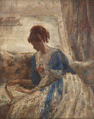 Contre-jour - Vrouw zittend bij een raam (recto) door Dame Ethel Walker