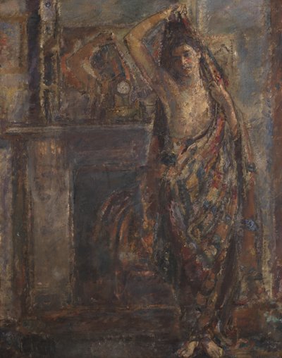 Geklede vrouw bij een schoorsteenmantel (verso), 1938 door Dame Ethel Walker
