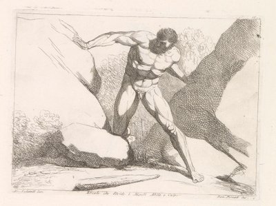 Hercules scheidt de rotsen Calpe en Abila (de pilaren van Hercules) door Damiano Pernati