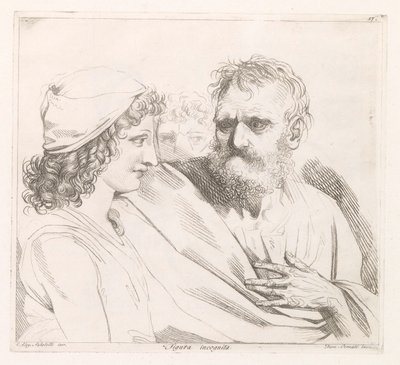Jonge man en een oude man met priemende ogen door Damiano Pernati