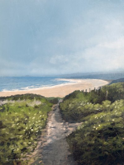 Het strand van Gwithian door Dan Hobday