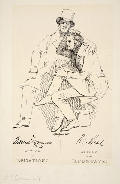 Auteur van de Afvallige en Auteur van Agitatie, ca. 1833 (gravure) door Daniel Maclise
