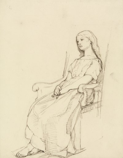 Studie van een zittend jong meisje door Daniel Maclise