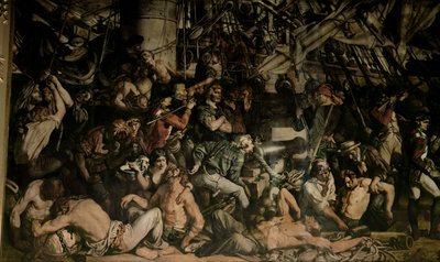 De dood van Nelson, detail van het benedendek van de Victory door Daniel Maclise