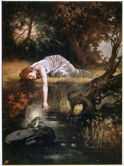 Koning Kikker, ca. 1900 (ansichtkaart) door Daniel (after) Hock