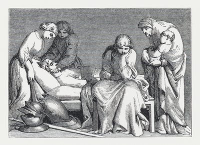 Illustratie voor Tennysons gedicht, De Prinses door Daniel (after) Maclise