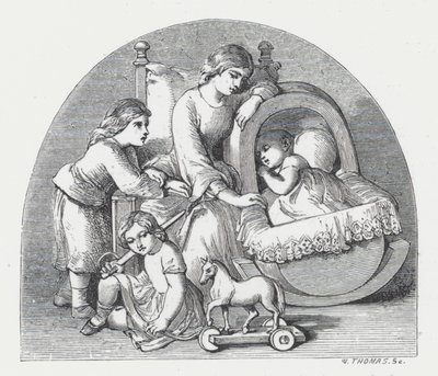Illustratie voor Tennysons gedicht, De Prinses door Daniel (after) Maclise
