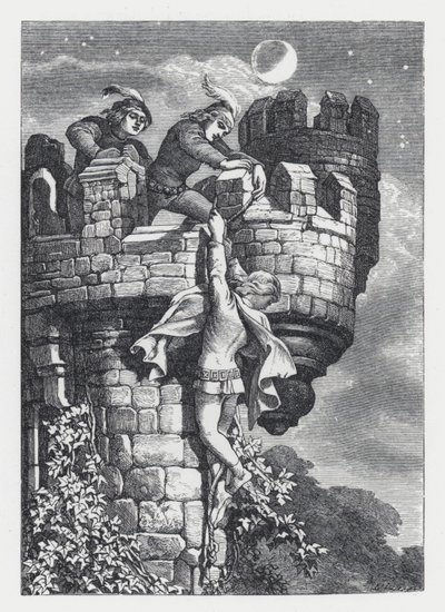 Illustratie voor Tennysons gedicht, De Prinses door Daniel (after) Maclise