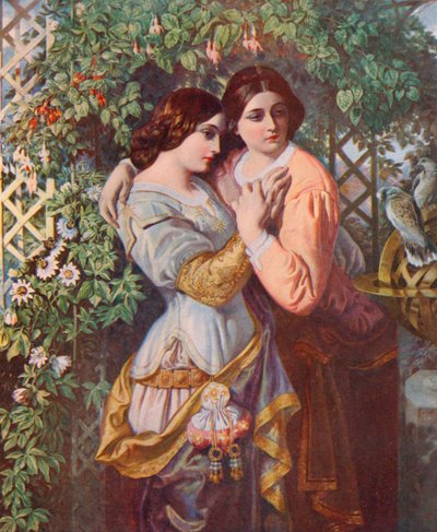 Shakespeare: Celia en Rosalind, Zoals Het U Bevalt, Act I, Scene 3 door Daniel (after) Maclise