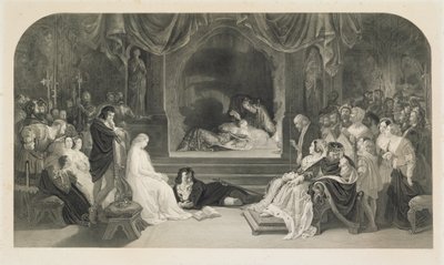 De toneelscène, Act III, Scène II van Hamlet door William Shakespeare door Daniel (after) Maclise