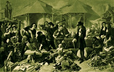 Peter de Grote in de scheepswerf van Deptford door Daniel 1806 70 Maclise