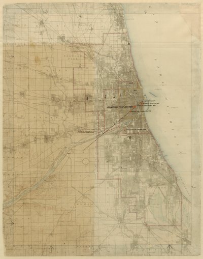 Plan van Chicago, Chicago, Illinois, diagram dat de groei van de stad toont, 1909 door Daniel Burnham