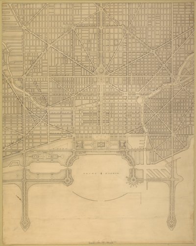 Plan van Chicago, 1909: Chicago. Plan van het complete systeem van straten door Daniel Burnham