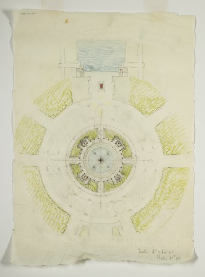 Potomac Rond Punt, Washington D.C., Circulair Zwembad Plan Schets door Daniel Burnham