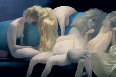 De jonge bruid en de dode vrouwen (detail), uit Blauwbaard door Charles Perrault (1628-1703) door Daniel Cacouault