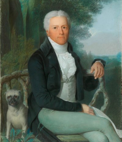 Portret van Graaf Karl August von Hardenberg 1750-1822 in het park van zijn landgoed, ca. 1810 door Daniel Caffe