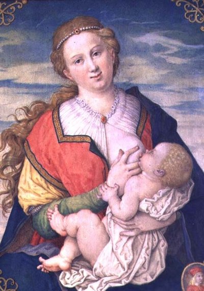 Maagd en kind, 1600 naar een tekening van Albrecht Durer door Daniel Froschl
