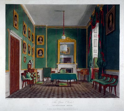 Interieur van de groene kast in Buckingham House, Westminster, Londen, 1819 door Daniel Havell