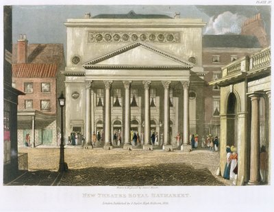 Nieuw Theatre Royal, Haymarket, in Londen, ontworpen door John Nash in 1821, 1826 door Daniel Havell