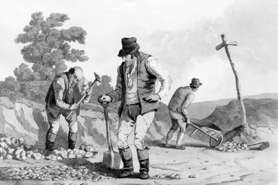 Wegwerkers, 1812 door Daniel Havell