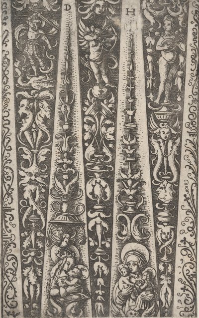 Ontwerp voor de kanalen van gegroefde pantsering, ca. 1515 door Daniel Hopfer