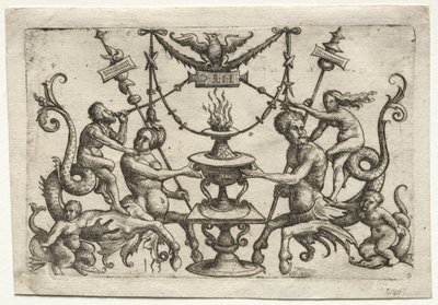 Ornament met sirene en triton door Daniel Hopfer