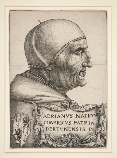 Portret van Adrianus VI (Hadrianus VI, Paus 1522-1523) door Daniel Hopfer