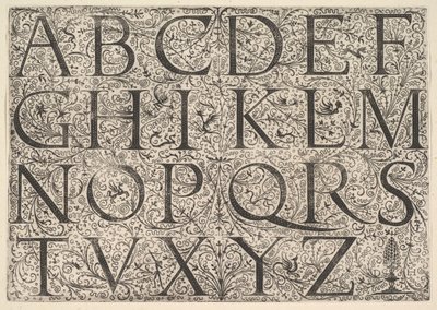 Romeins majuskelschrift, ca. 1520 door Daniel Hopfer